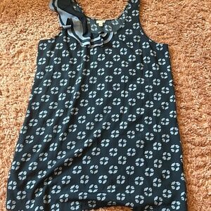 Anthropologie Odille Higher Ground Blue Print Ruffle Shift Dress - Size 14